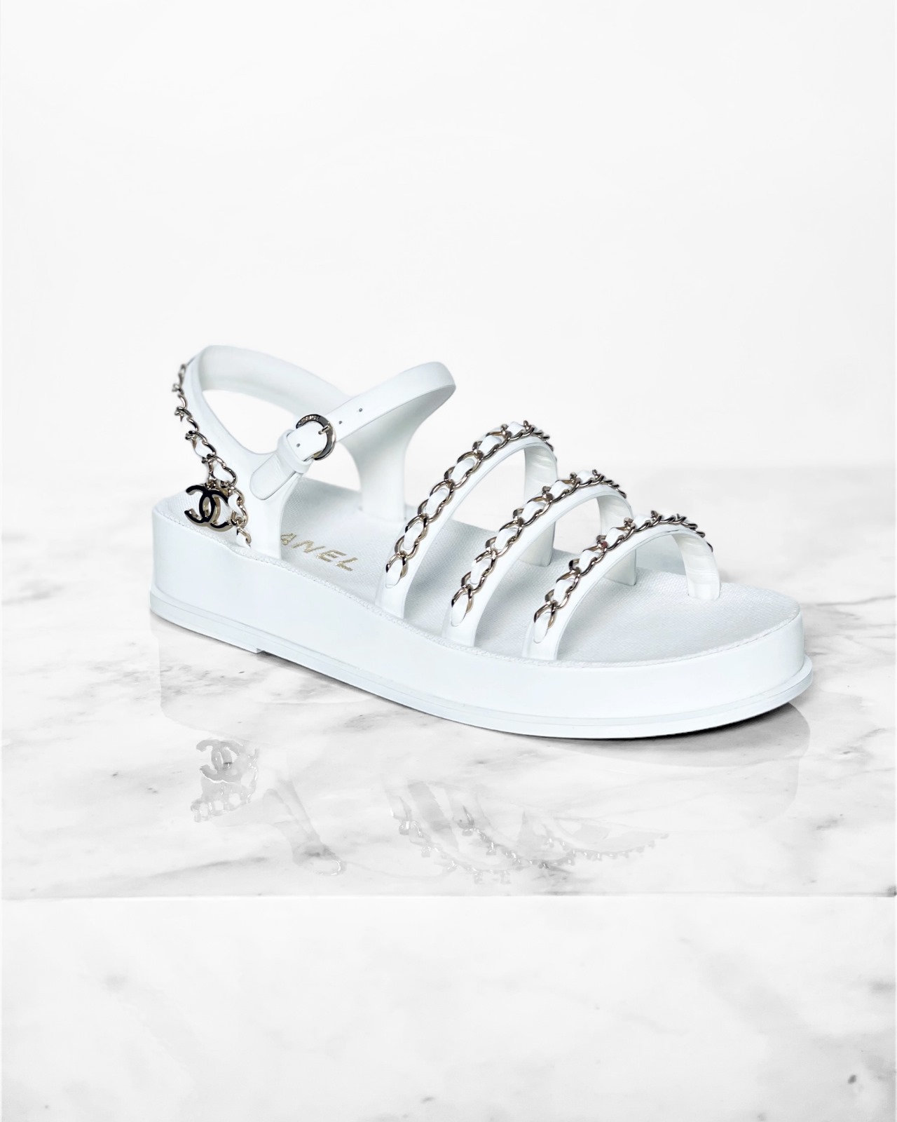 Chanel Ivory Lambskin Espadrille Rope Sandals - Size EU 36