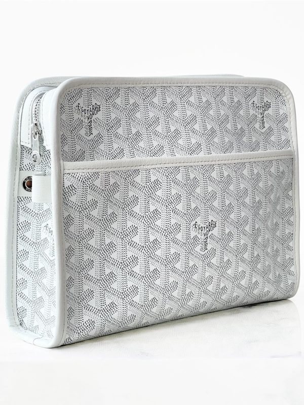 Goyard Jouvence Toiletry Bag MM White in Canvas/Calfskin with